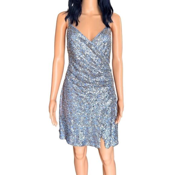 NWT 1.STATE Women’s Sequined V Neck Sleeveless Mini Dress - Picture 4 of 8
